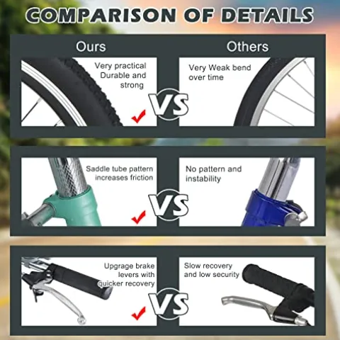 NAIZEA Adult Folding Tricycle 7 Speed 20/24/26 Inch 3 Wheel Bike Cruiser Trike with Large Basket – Pink