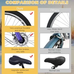 NAIZEA Adult Mountain Tricycle 7 Speed Three Wheel Cruiser Bike 24/26/27.5 Inch Trikes with Shopping Basket Black Blue Green