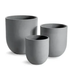 NAPA Home & Garden FIBRESTONE Malibu Cylinder Pots Set of 3 Gray