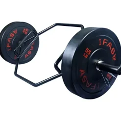Napfox Olympic Hex Bar Trap Bar Deadlift Bar with 55LB Bumper Plates Black