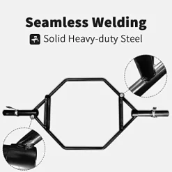 Napfox Olympic Hex Bar Trap Bar Deadlift Bar with 55LB Bumper Plates Black