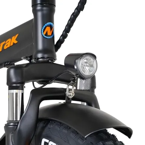 Narrak Fat Tire Folding Electric Bike 48V 624Wh Lithium Removable Battery Peak 1100W Brushless Motor Max Speed 28Mph M5 Large LCD Display Suspension Step-Over Frame for Adults Black/Orange