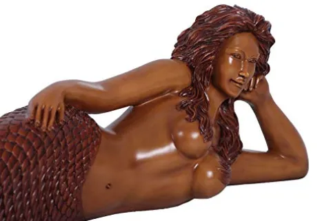 Nautical Tropical Sultry Lying Mermaid Large 5ft Statue Ocean Goddess Sculpture Wood