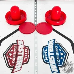 NHL 60″ Air Hockey Table with Electronic Overhead Scoreboard Black/White