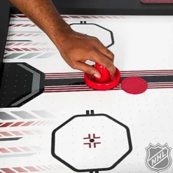 NHL 60″ Air Hockey Table with Electronic Overhead Scoreboard Black/White