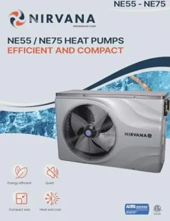 NIRVANA NE55 AHRI Certified Spa & Pool Heat Pump 55,000 BTU Gray/Black