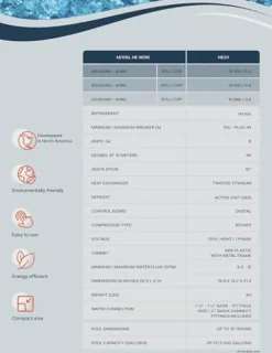 NIRVANA NE20 AHRI Certified Spa & Pool Heat Pump 19,800 BTU Gray/Black