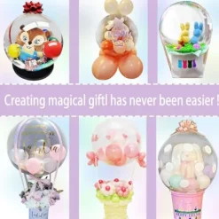 nLn Hope Balloon Stuffer Machine Kit with Pump Expander and Flower Tube Purple Transparent