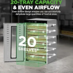 NutriChef 20 Layer Commercial Food Dehydrator Machine Silver