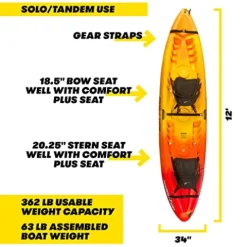 Ocean Kayak Malibu Two Tandem Sit-On-Top Recreational Kayak Sunrise