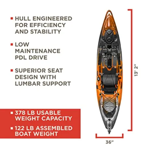 Old Town Sportsman BigWater PDL 132 Pedal Fishing Kayak Ember Camo