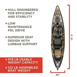 Old Town Sportsman BigWater PDL 132 Pedal Fishing Kayak Marsh Camo