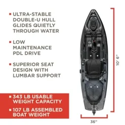 Old Town Sportsman PDL 106 Pedal Fishing Kayak Steel Camo
