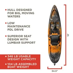 Old Town Sportsman Salty PDL 120 Pedal Fishing Kayak Ember Camo