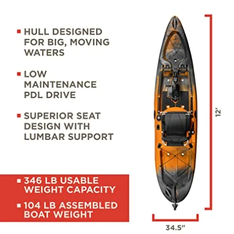 Old Town Sportsman Salty PDL 120 Pedal Fishing Kayak Ember Camo