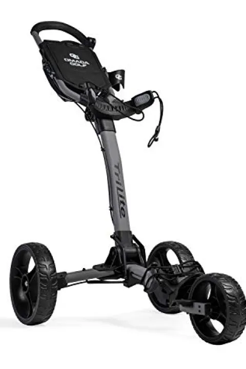 OMADA GOLF Trilite Golf Push Cart | Lightweight Folding Stand | Grey/Black