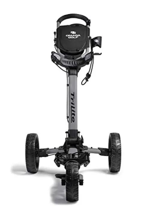 OMADA GOLF Trilite Golf Push Cart | Lightweight Folding Stand | Grey/Black