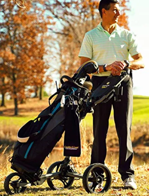 OMADA GOLF Trilite Golf Push Cart | Lightweight Folding Stand | Grey/Black