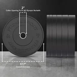 OneFitWonder Black Bumper Plate Set – 170 lbs for Weightlifting & Strength Training