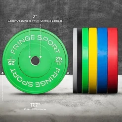 OneFitWonder Bumper Plate Sets Virgin Rubber with Steel Insert – Crossfit, Olympic Weightlifting, Strength Training Equipment (190)