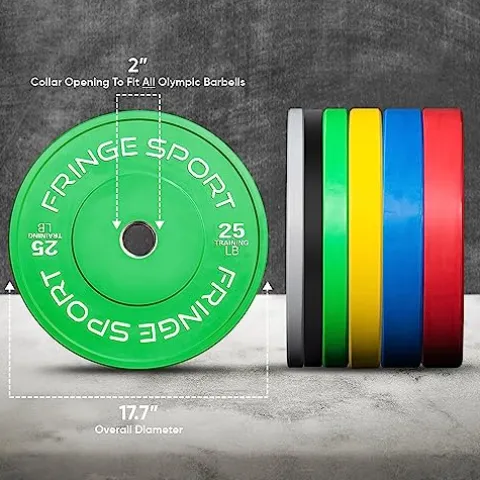 OneFitWonder Bumper Plate Sets Virgin Rubber with Steel Insert – Crossfit, Olympic Weightlifting, Strength Training Equipment (190)