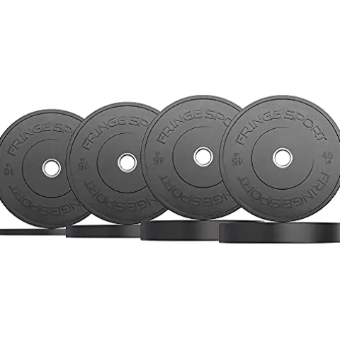 OneFitWonder Fringe Sport Bumper Weight Plate Sets – Low Odor Virgin Rubber Black
