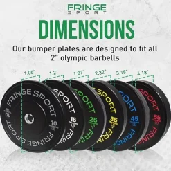 OneFitWonder Fringe Sport Contrast Bumper Plates Set 350 lbs for 2-in Barbells