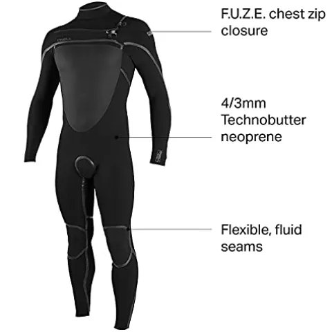 O’NEILL Psycho Tech 4/3+mm Chest Zip Full Wetsuit Black/Black