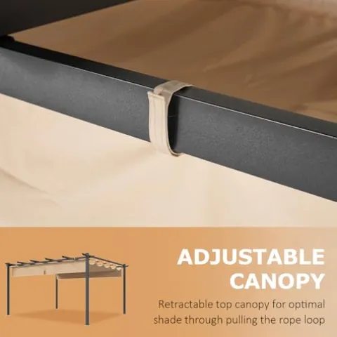 oneinmil 12′ x 14′ Hardtop Pergola with Adjustable Roof Beige3