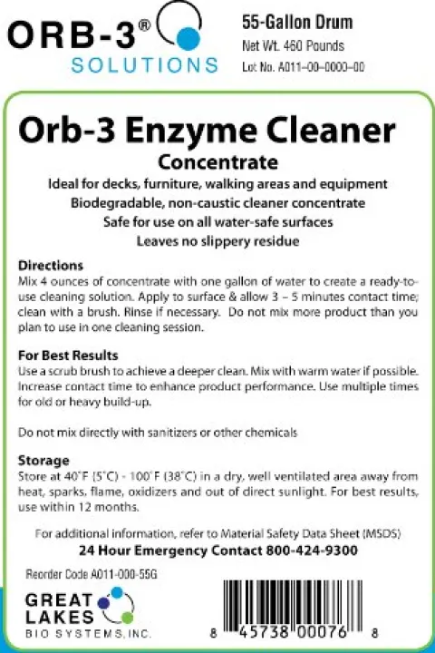 Orb-3 Pool Enzyme Cleaner Concentrate 55-Gallon Drum