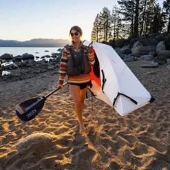 Oru Kayak Lake Pro Bundle | Foldable Kayak, Fiberglass Paddle, Pack, Float Bags, Bottle – White