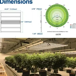 OSTEK 660W Full Spectrum LED Grow Light for Indoor Plants, Dimmable, Waterproof