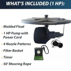 Outdoor Water Solutions 1HP Decorative Pond Floating Eco Fountain with Color Changing Lights Black