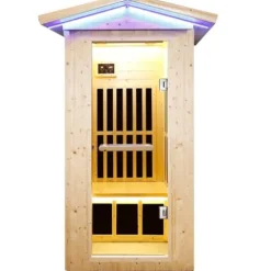OUTEXER Outdoor Wooden Infrared Sauna 1300W Low-EMF Finland Spruce Wood
