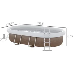 Outsunny 18′ x 10′ Above Ground Rectangular Pool Set Brown