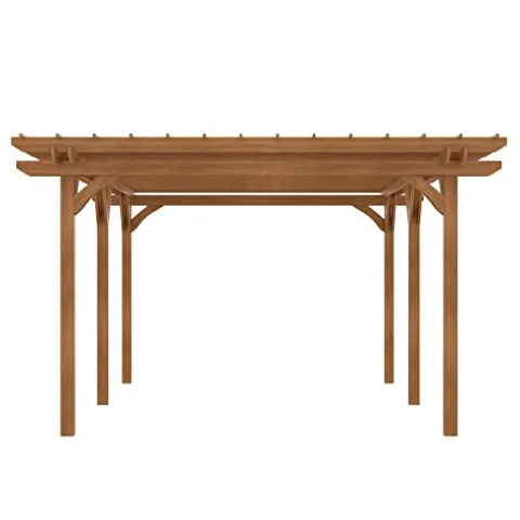Outsunny 12′ x 20′ Outdoor Pergola Wood Gazebo Brown
