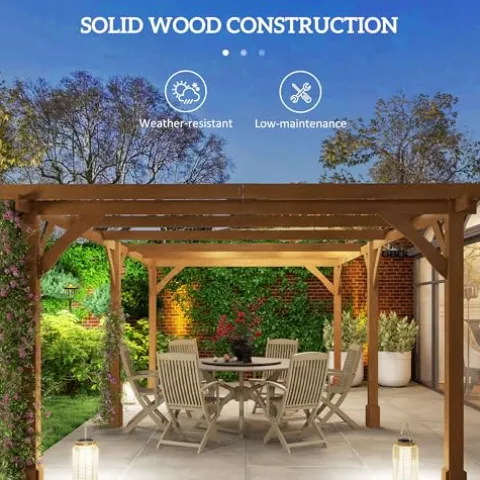 Outsunny 20′ x 10′ Outdoor Pergola Wood Gazebo Dark Brown