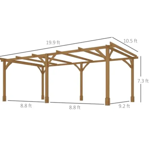 Outsunny 20′ x 10′ Outdoor Pergola Wood Gazebo Dark Brown