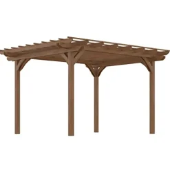 Outsunny 12′ x 10′ Outdoor Wood Pergola Gazebo for Climbing Plants Brown