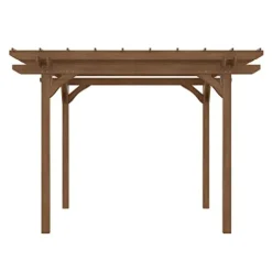 Outsunny 12′ x 10′ Outdoor Wood Pergola Gazebo for Climbing Plants Brown