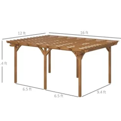 Outsunny 12′ x 16′ Outdoor Wood Pergola Brown