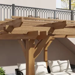 Outsunny 12′ x 16′ Outdoor Wood Pergola Brown