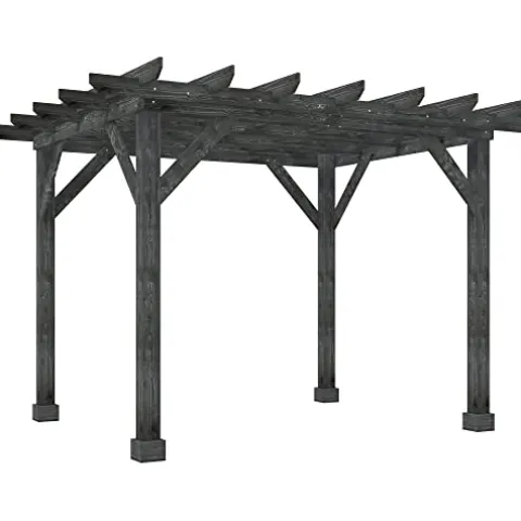 Outsunny 12′ x 10′ Weather-Resistant Cedar Wood Patio Pergola Black