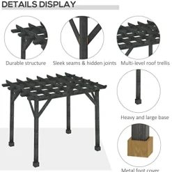 Outsunny 12′ x 10′ Weather-Resistant Cedar Wood Patio Pergola Black