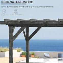 Outsunny 12′ x 10′ Weather-Resistant Cedar Wood Patio Pergola Black