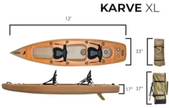 Paddle North 12′ Karve Kayak XL Two-Person Inflatable Kayak – Wood Grain