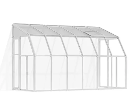 Palram Canopia Rion Sun Room Lean-to Greenhouse DIY Kit 6×12 FT White