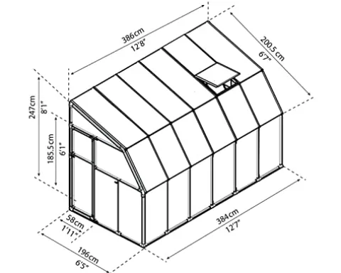 Palram Canopia Rion Sun Room Lean-to Greenhouse DIY Kit 6×12 FT White