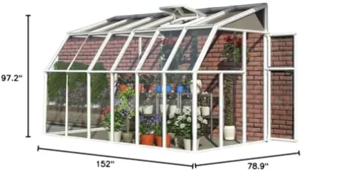Palram Canopia Rion Sun Room Lean-to Greenhouse DIY Kit 6×12 FT White