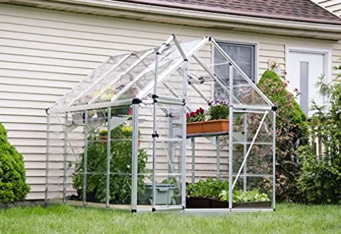 Palram Canopia Snap & Grow 6×8 Ft. Greenhouse Kit Heavy Duty Polycarbonate Aluminium Frame Silver